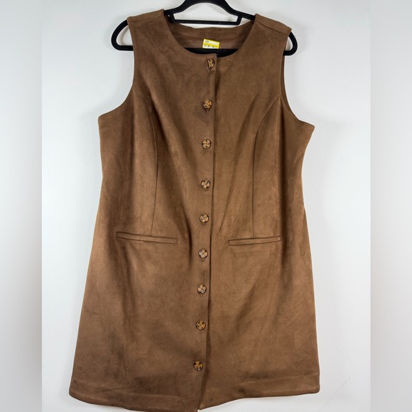 Women's Faux Suede Button-Front Mini A-Line Dress - Wild Fable M & XXL - Picture 4 of 12